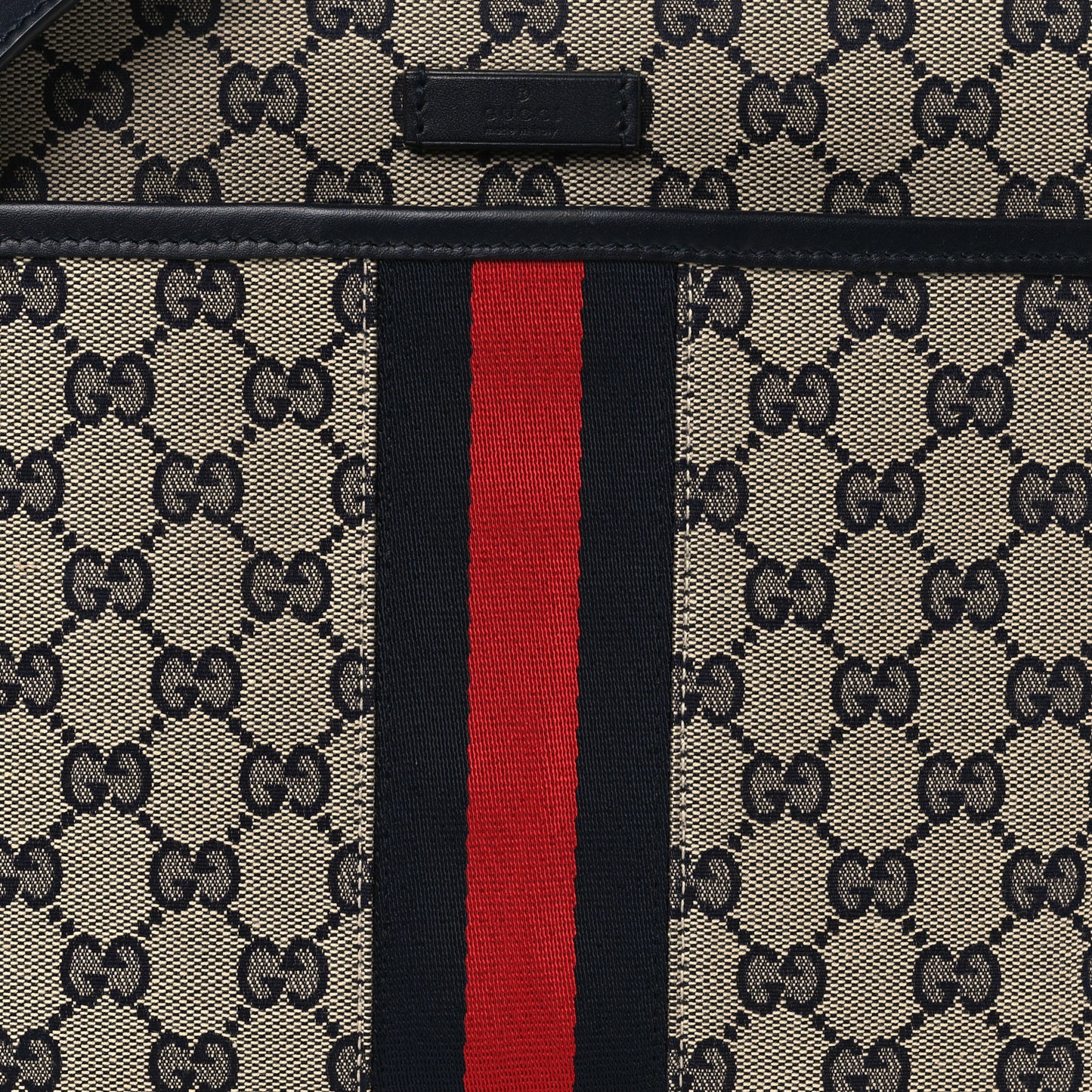 GG Supreme Monogram Web Flat Messenger Bag Navy