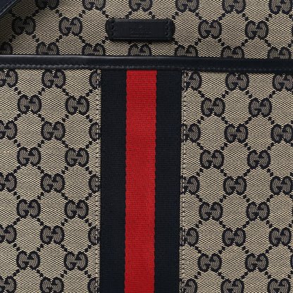 Gucci GG Supreme Monogram Web Flat Messenger Bag Navy 8 of 10