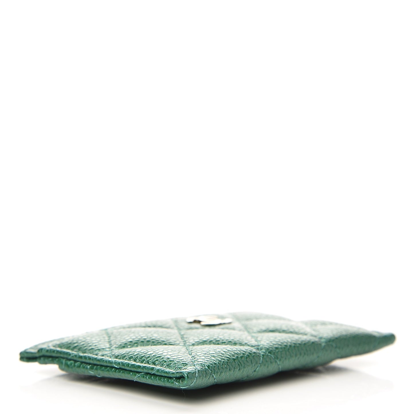 Metallic Caviar Quilted Card Holder Green