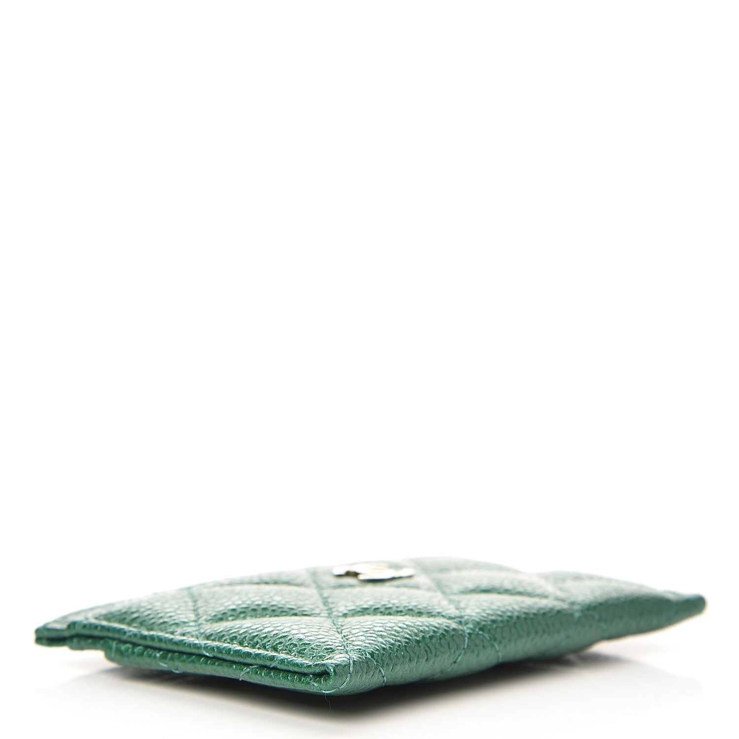 Chanel Metallic Caviar Quilted Card Holder Green 4 of 9