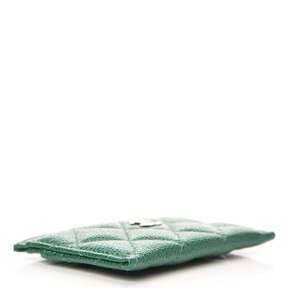 Chanel Metallic Caviar Quilted Card Holder Green 4 of 9