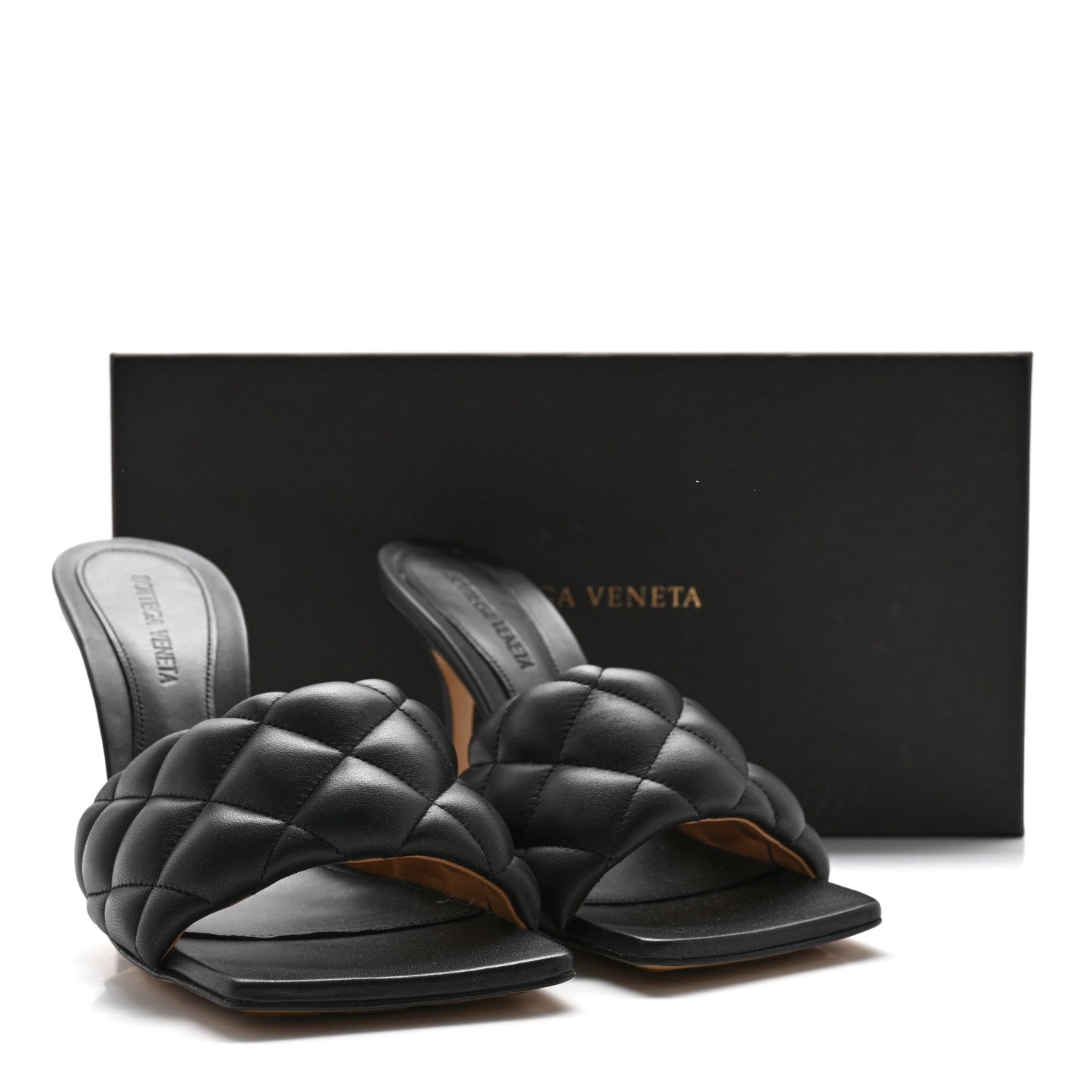 Bottega Veneta Nappa Matelasse Padded Mule Sandals 38 Black 10 of 10