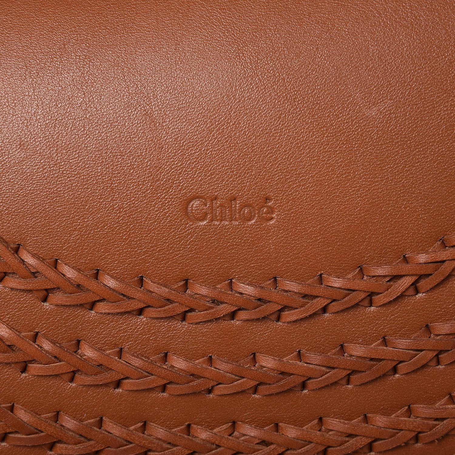 Chloe Calfskin Braided Medium Hudson Shoulder Bag Caramel 7 of 9