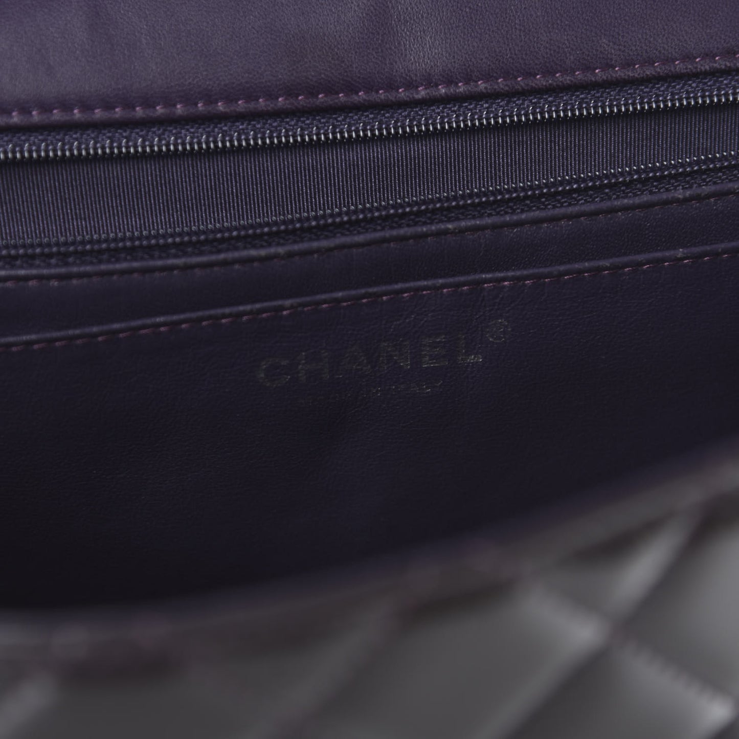 Patent Quilted Maxi Single Flap Dark Purple