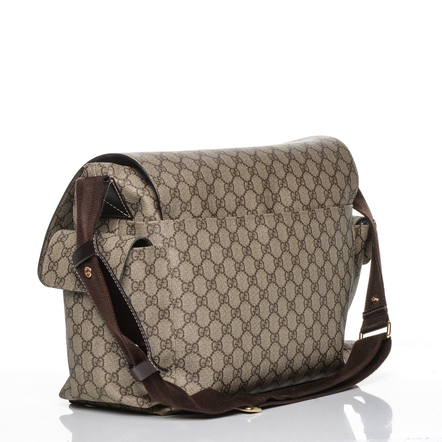 GG Plus Monogram Messenger Diaper Bag Dark Brown