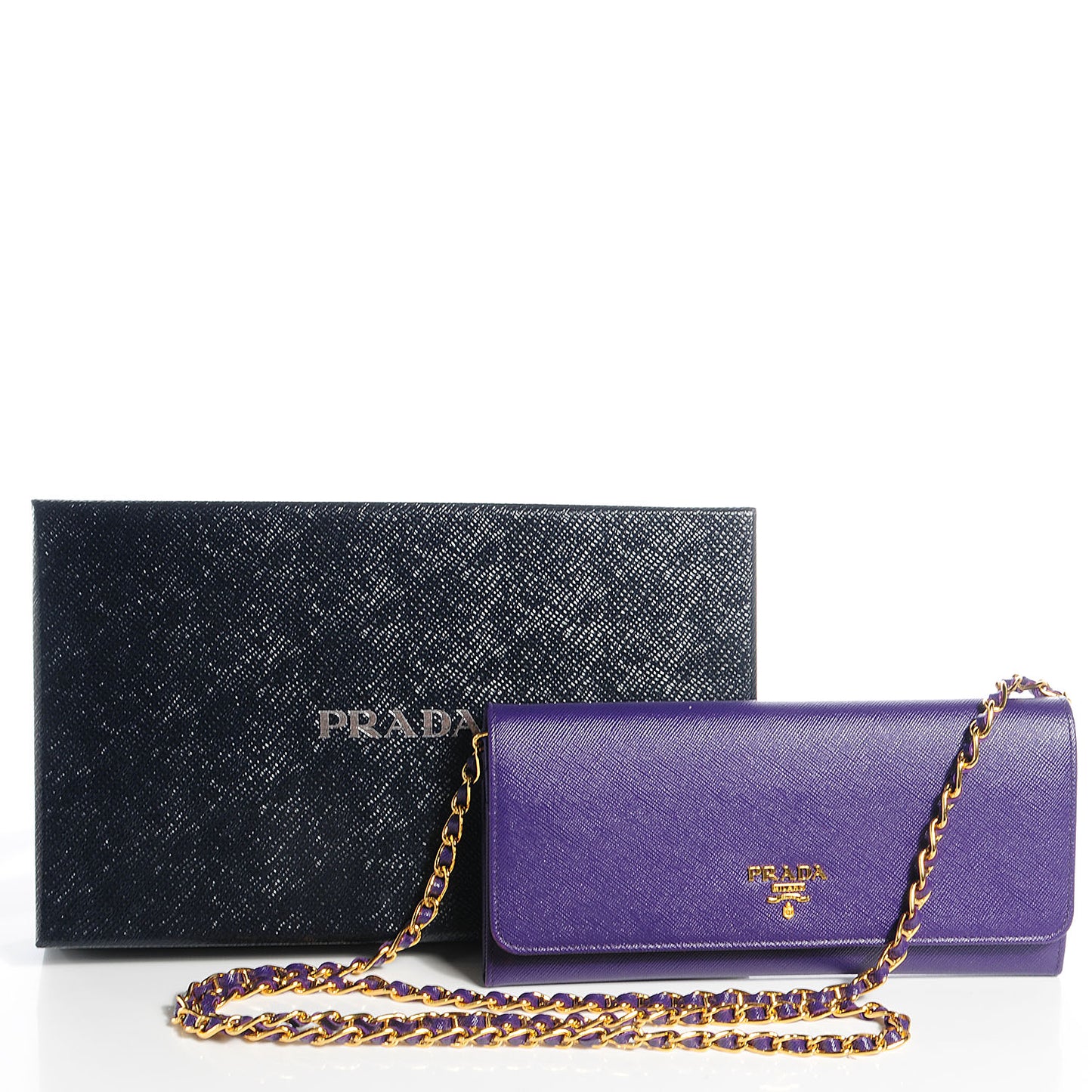 Saffiano Metal Oro Chain Wallet Viola