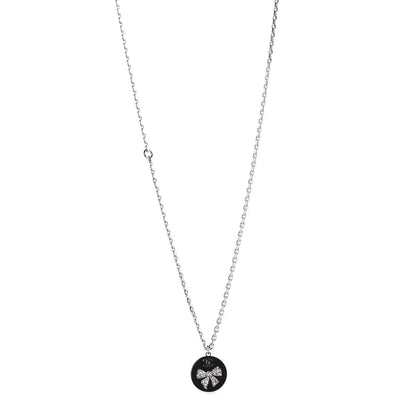 Chanel Crystal Resin Bow CC Pendant Necklace Black 1 of 5