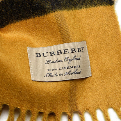 Burberry Cashmere Giant Check Fringe Scarf Amber Yellow 4 of 5
