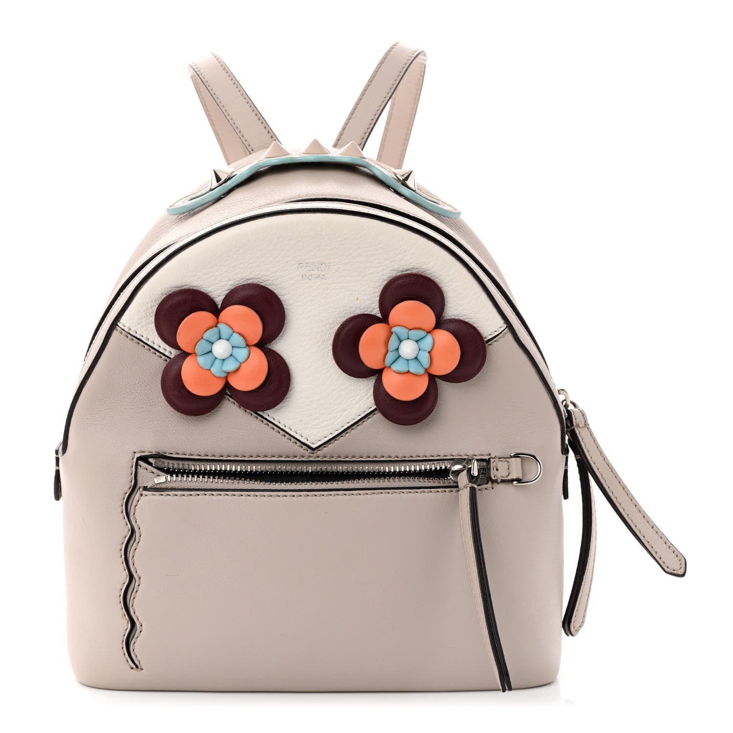 Fendi Vitello Dolce Floral Eyes Mini Backpack Grigio Polvere Multicolor 1 of 11