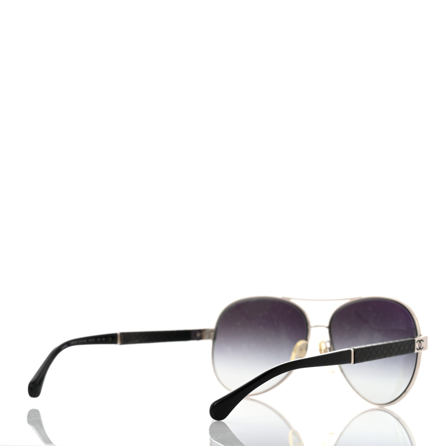 Lambskin Quilted CC Aviator Sunglasses 4195-Q Black
