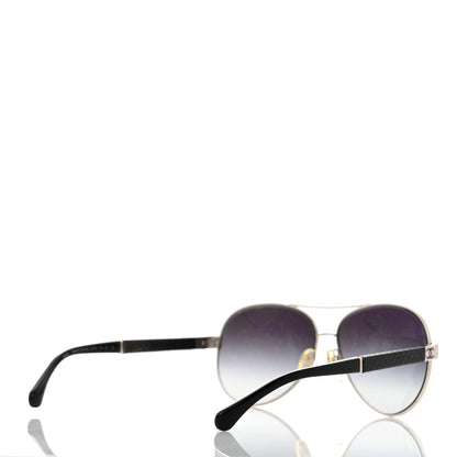 Chanel Lambskin Quilted CC Aviator Sunglasses 4195-Q Black 3 of 8