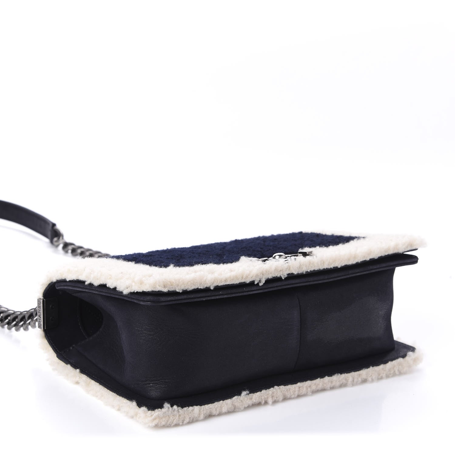 Chanel Shearling Iridescent Calfskin Medium Boy Flap Navy 4 of 10
