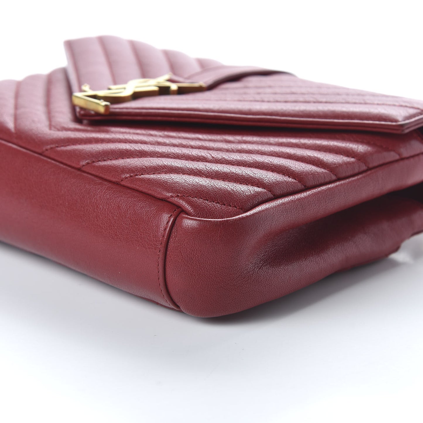 Sheepskin Matelasse Chevron Monogram Medium College Bag Rouge