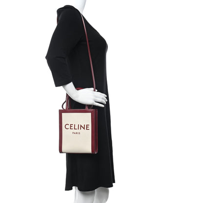 Celine Canvas Calfskin Mini Vertical Cabas Natural Carmin 2 of 8