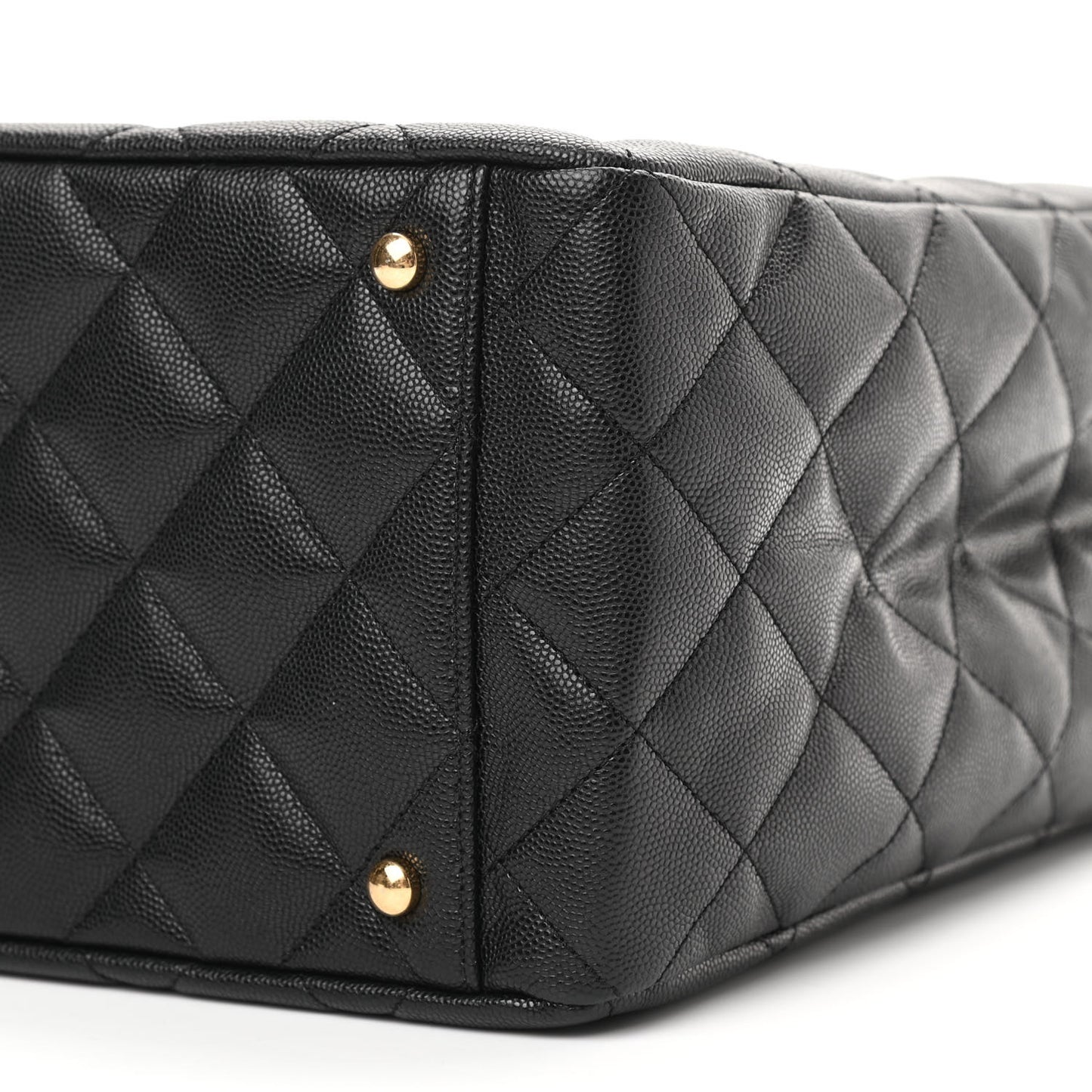 Caviar Quilted Small Shopping Tote Black