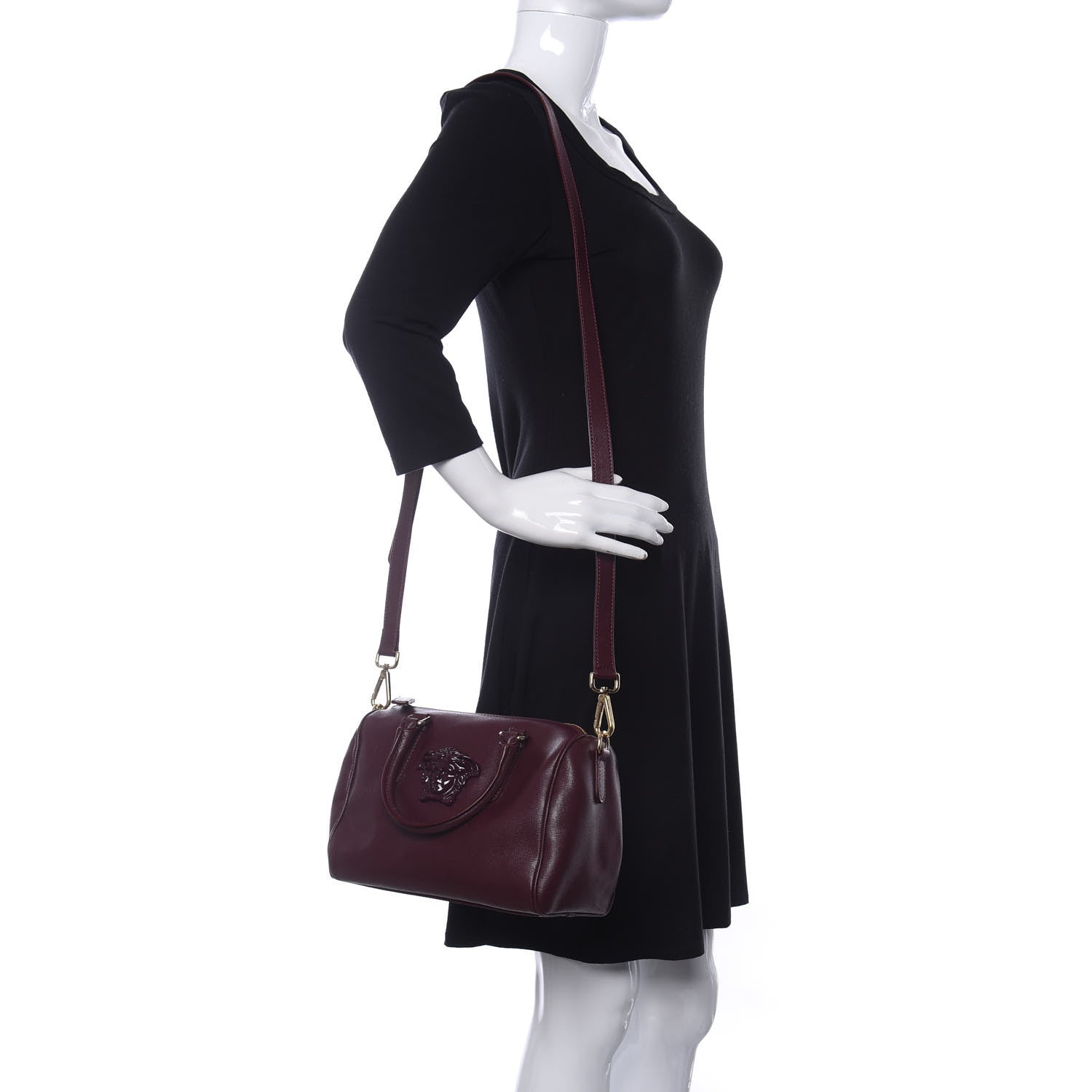 Versace Saffiano Calfskin Palazzo Duffle Bag Burgundy 2 of 9