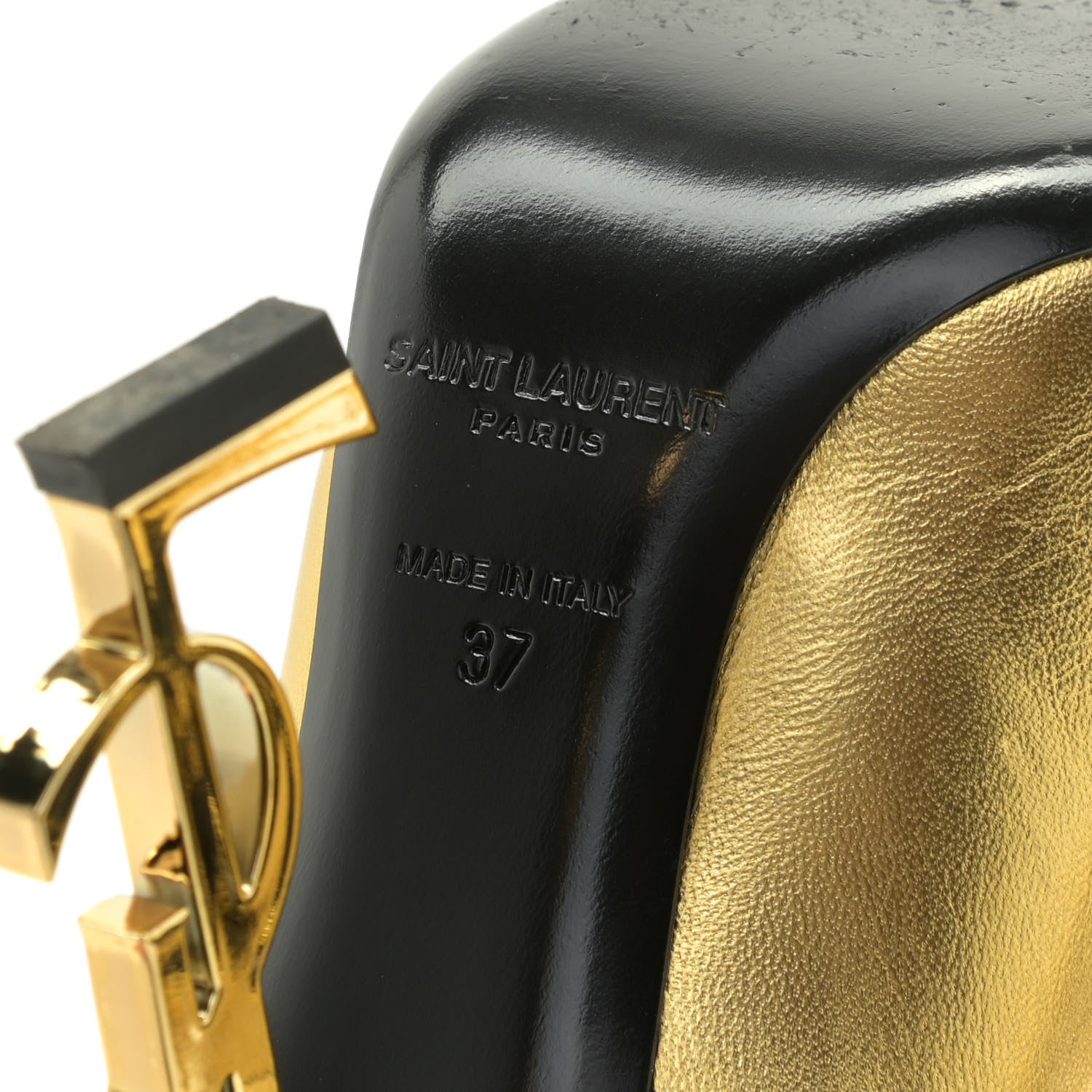 Saint Laurent Calfskin Opyum 100 Pumps 37 Gold 9 of 11