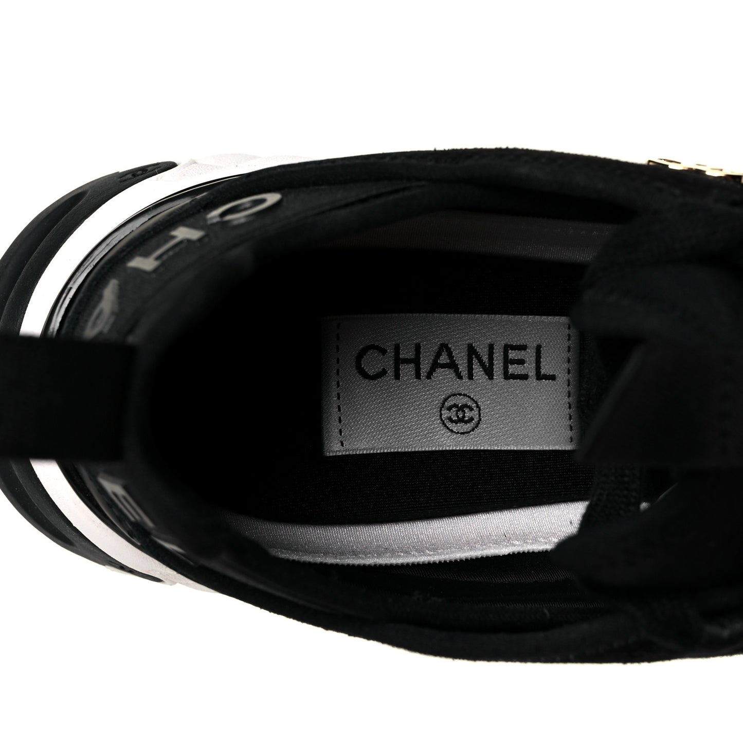 Velvet Calfskin Mixed Fibers CC Sneakers 37.5 Black