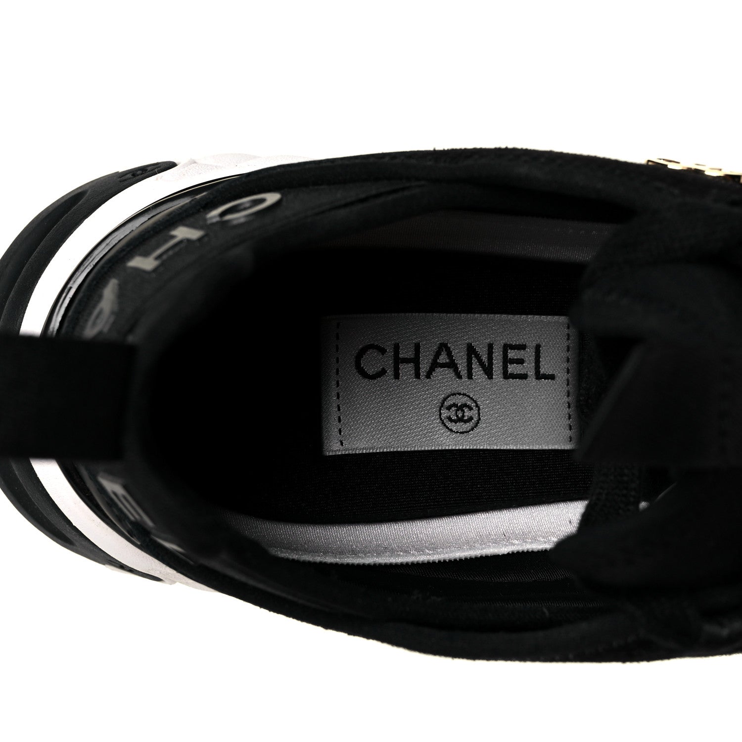 Chanel Velvet Calfskin Mixed Fibers CC Sneakers 37.5 Black 8 of 10