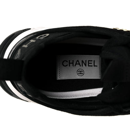 Chanel Velvet Calfskin Mixed Fibers CC Sneakers 37.5 Black 8 of 10
