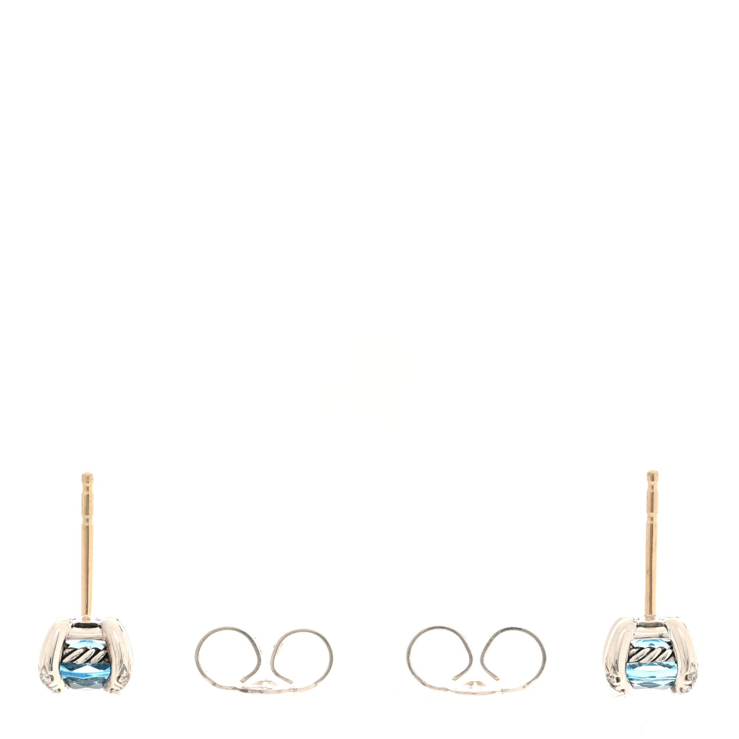 Sterling Silver Diamond Blue Topaz Petite Chatelaine Earrings