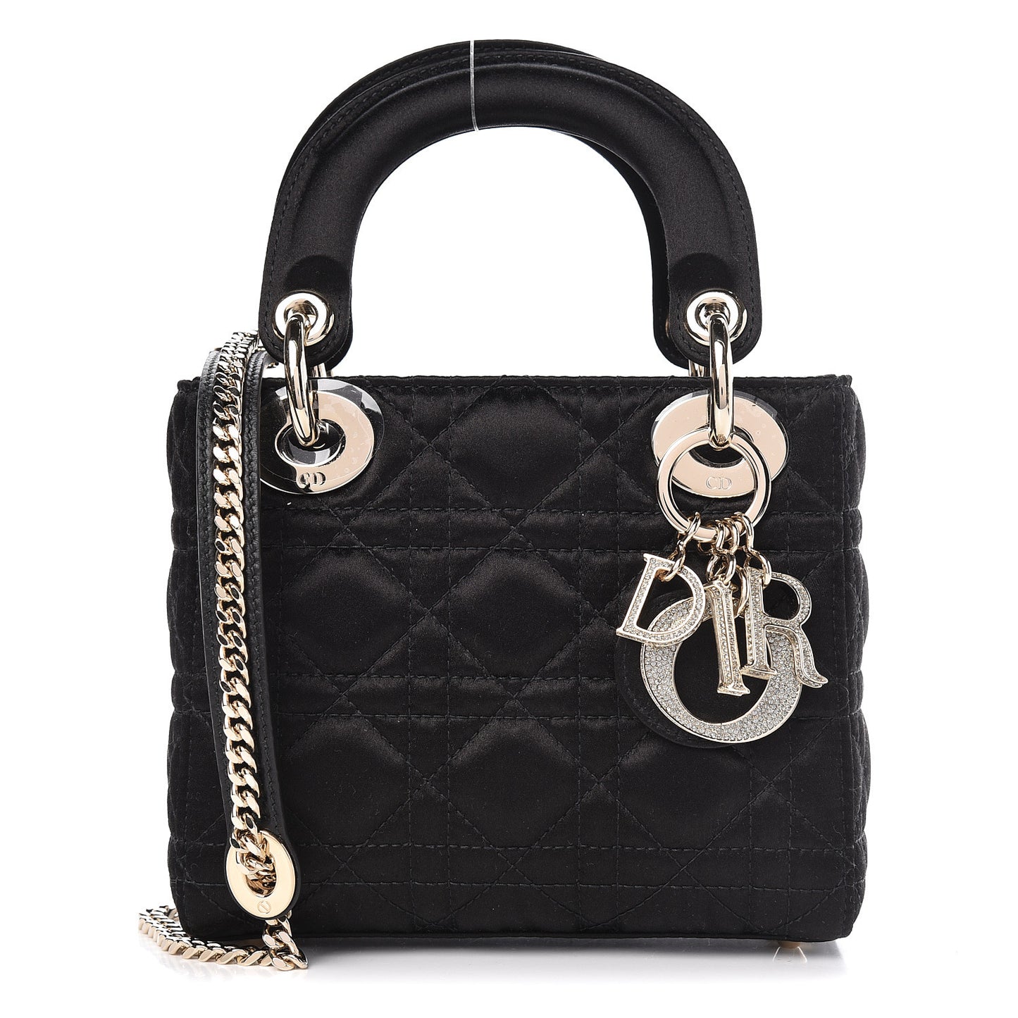 Satin Swarovski Crystal Cannage Mini Lady Dior Black