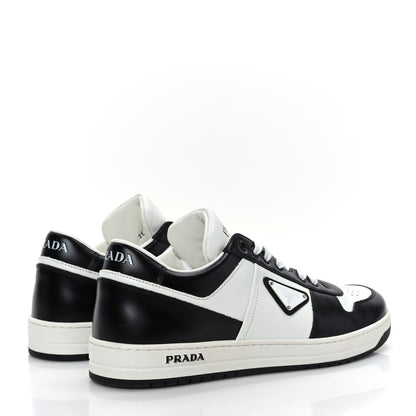 Prada Vitello Sport Spazzolato Rois Metal Triangle Logo Mens Downtown Low Top Sneakers 7.5 White Black 4 of 9