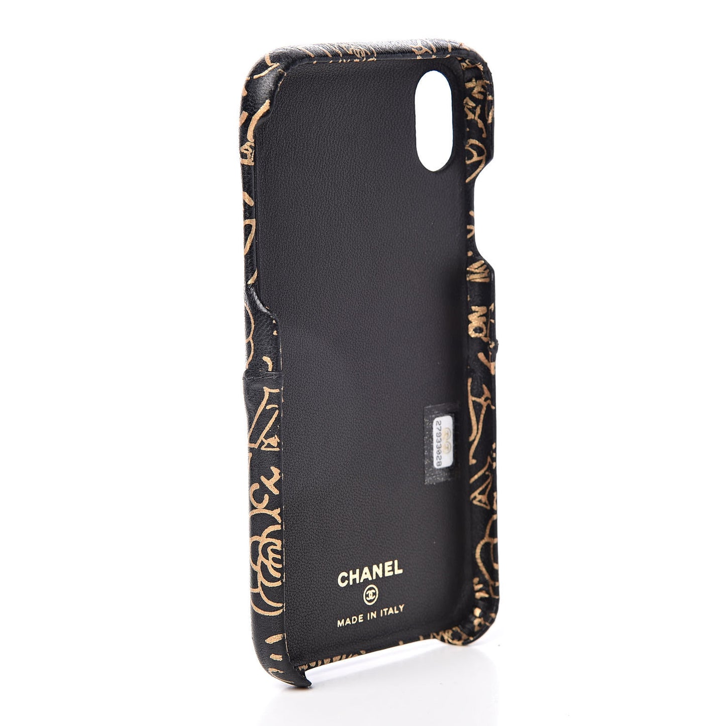 Lambskin Quilted iPhone XR Coco Tech Egyptian Graffiti Case Black Gold