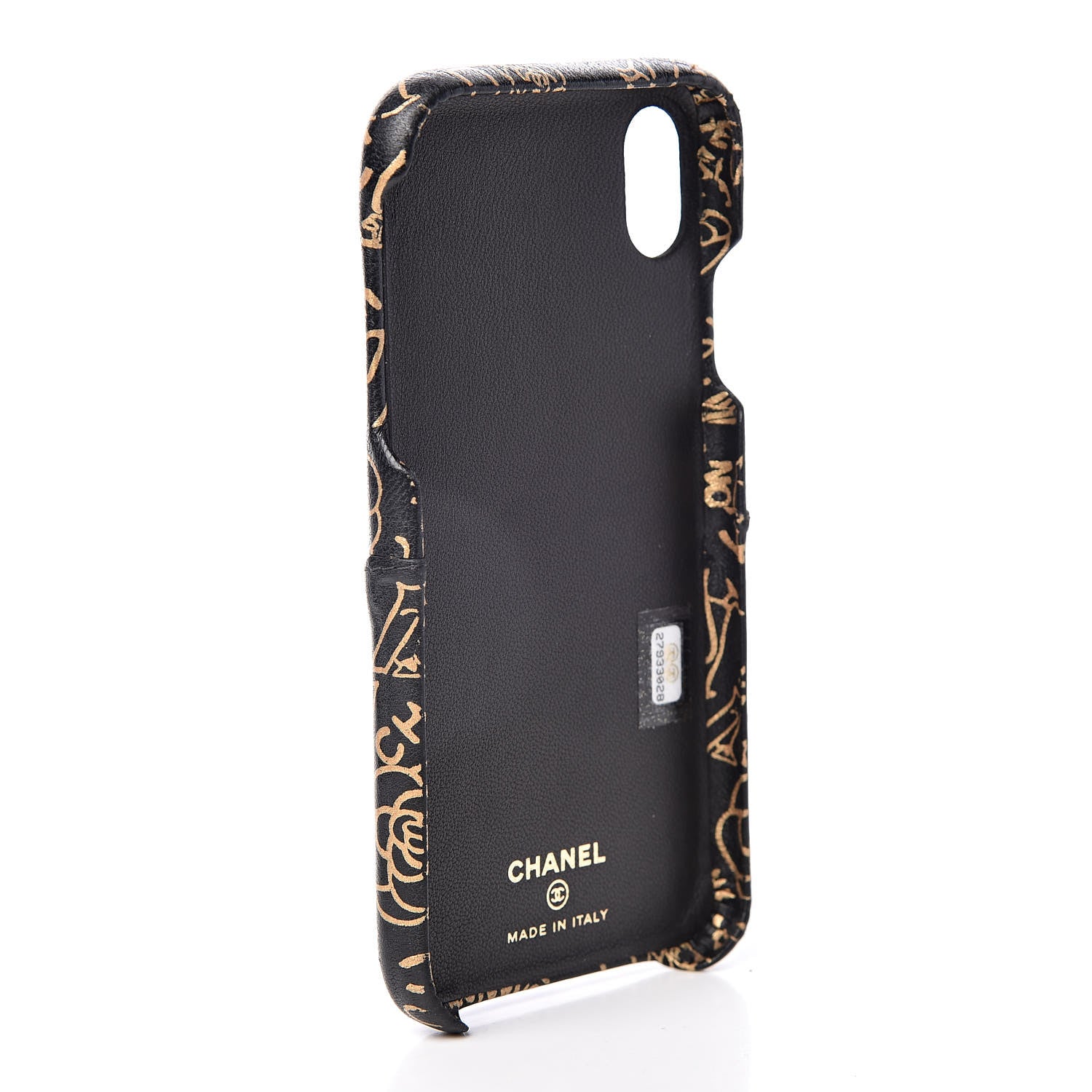 Chanel Lambskin Quilted iPhone XR Coco Tech Egyptian Graffiti Case Black Gold 3 of 3