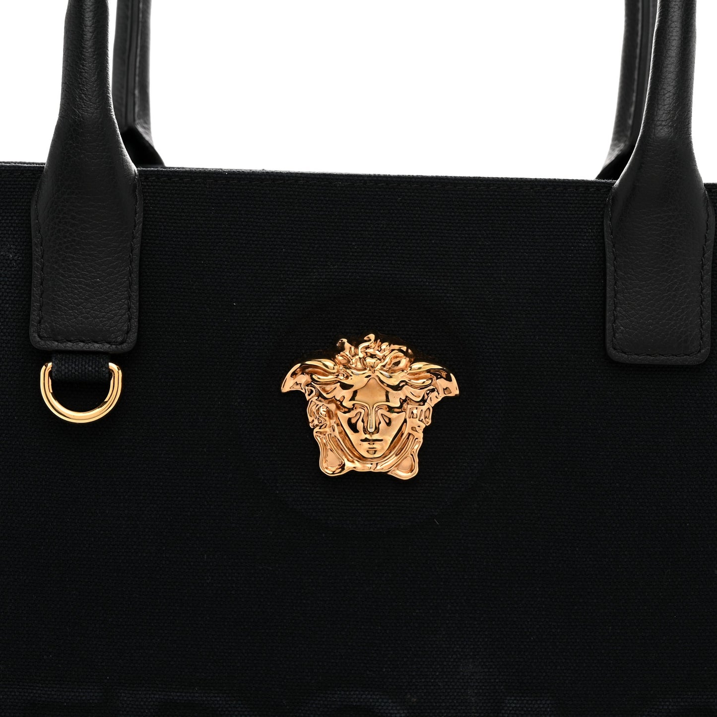 Canvas Calfskin Large La Medusa Tote Bag Black