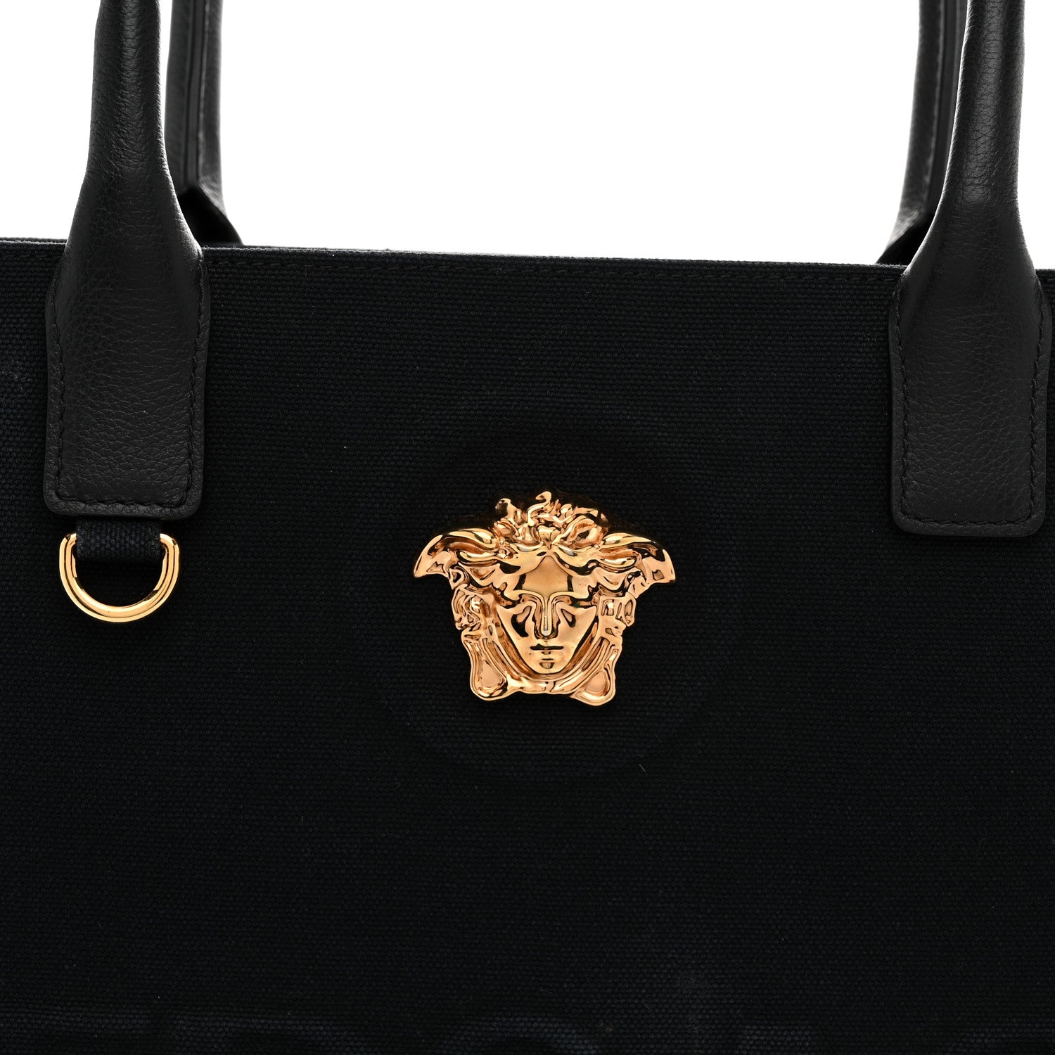 Versace Canvas Calfskin Large La Medusa Tote Bag Black 7 of 11