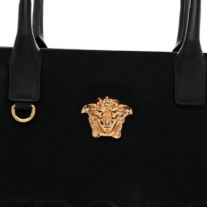 Versace Canvas Calfskin Large La Medusa Tote Bag Black 7 of 11