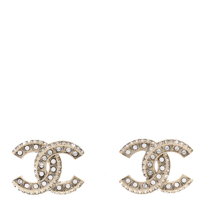 Chanel Crystal Timeless CC Earrings Light Gold 2 of 9