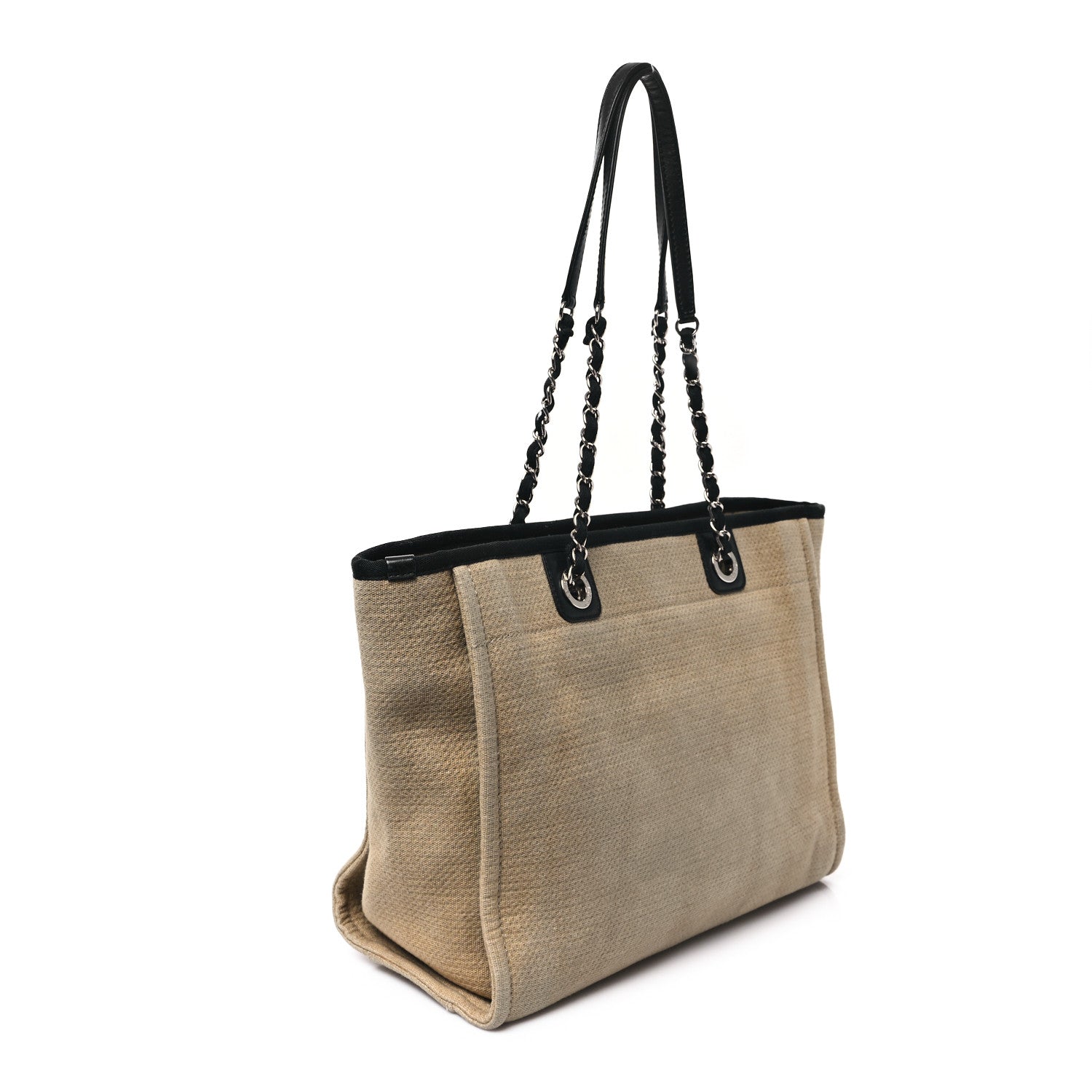 Chanel Canvas Small Deauville Tote Beige Black 3 of 12