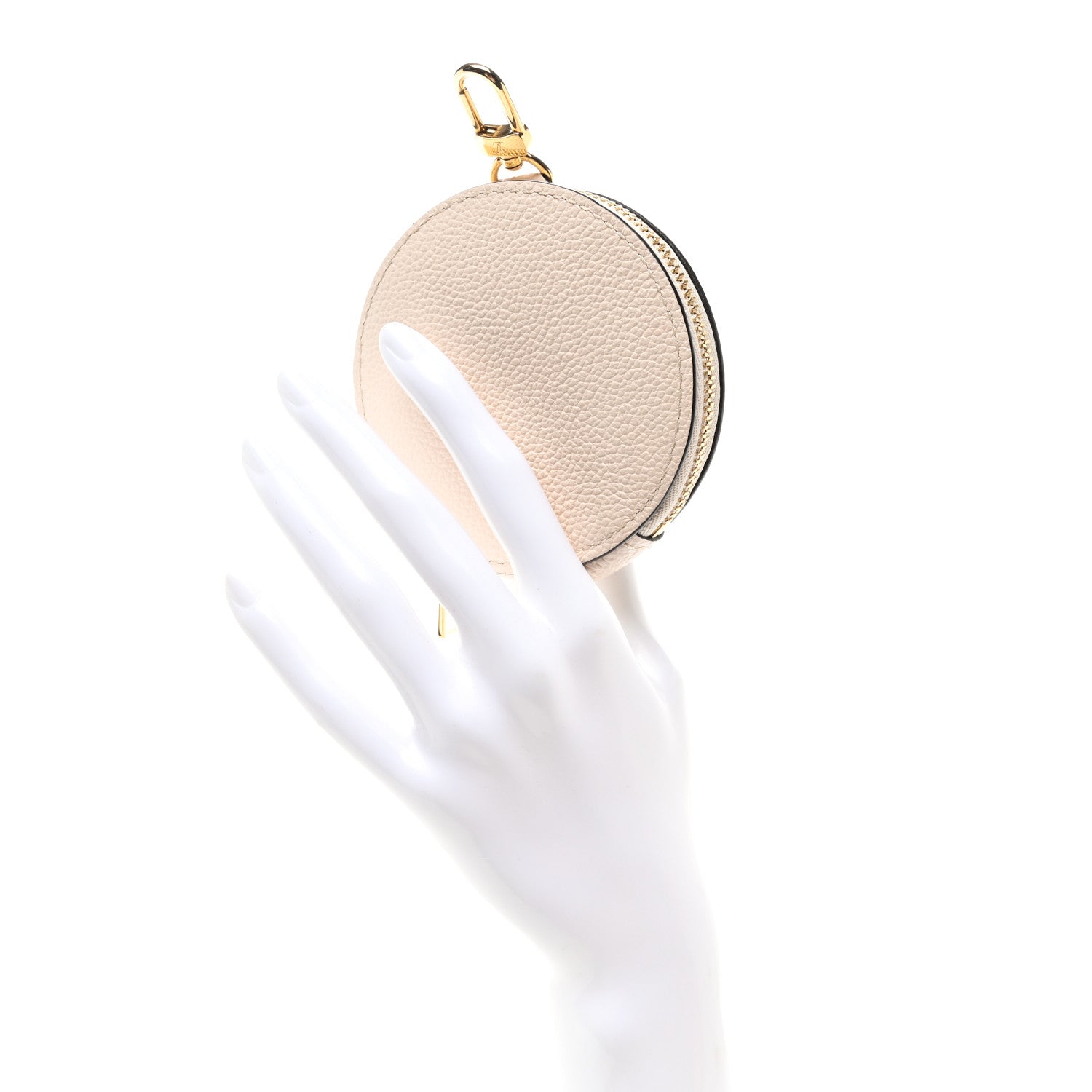 Louis Vuitton Calfskin Papillon BB Round Coin Purse Cream 2 of 6