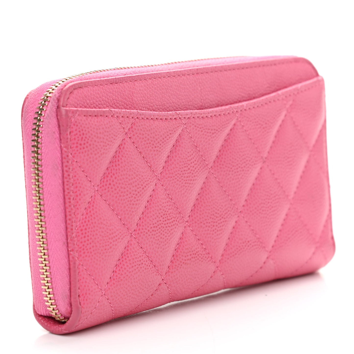 Caviar Quilted Medium Zip Around Wallet Pink