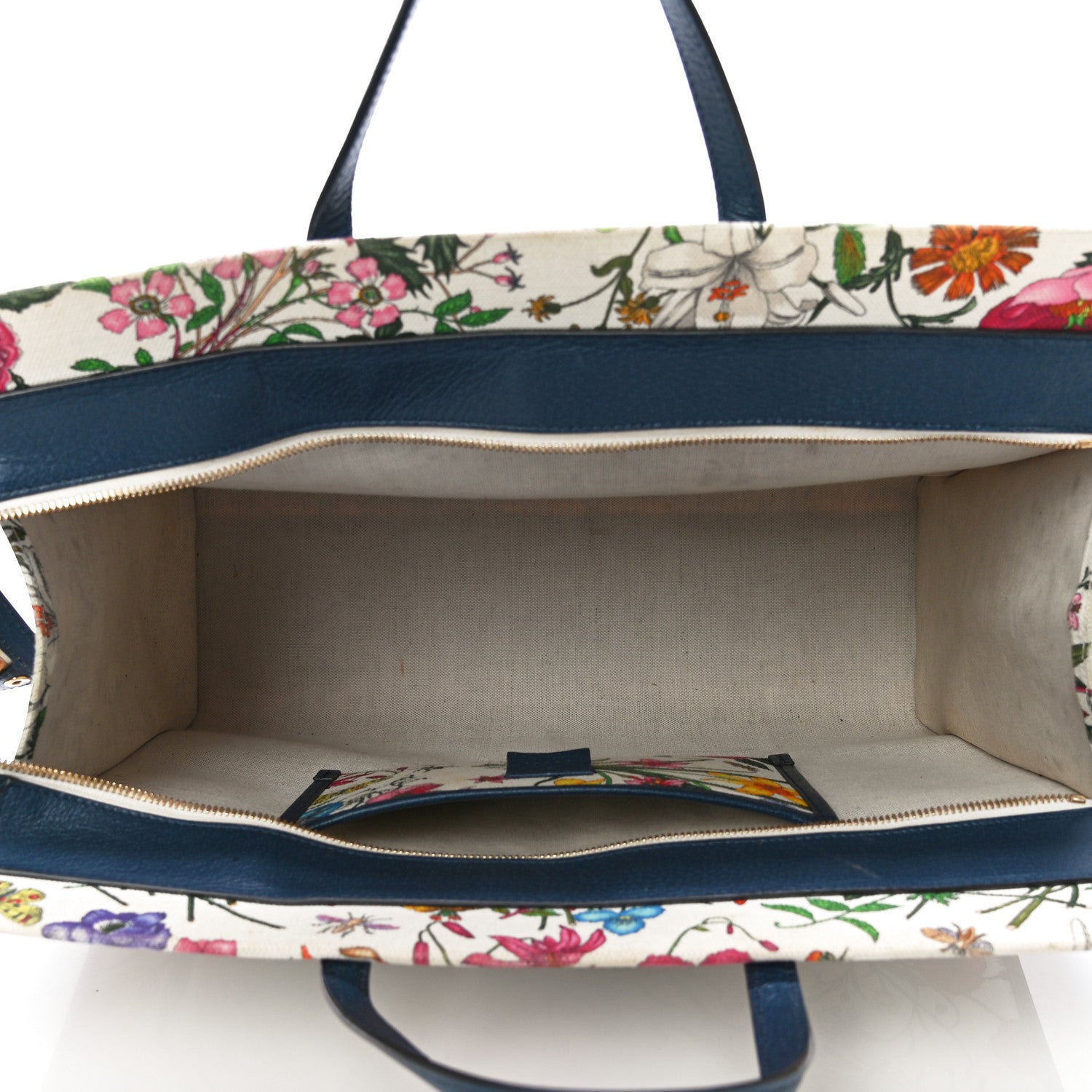 Gucci Canvas Large Flora Tote Navy Multicolor 5 of 19