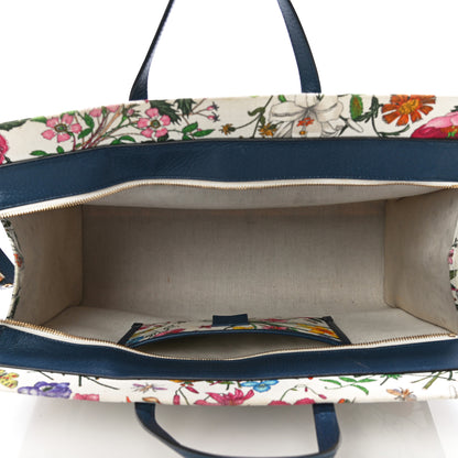Gucci Canvas Large Flora Tote Navy Multicolor 5 of 19