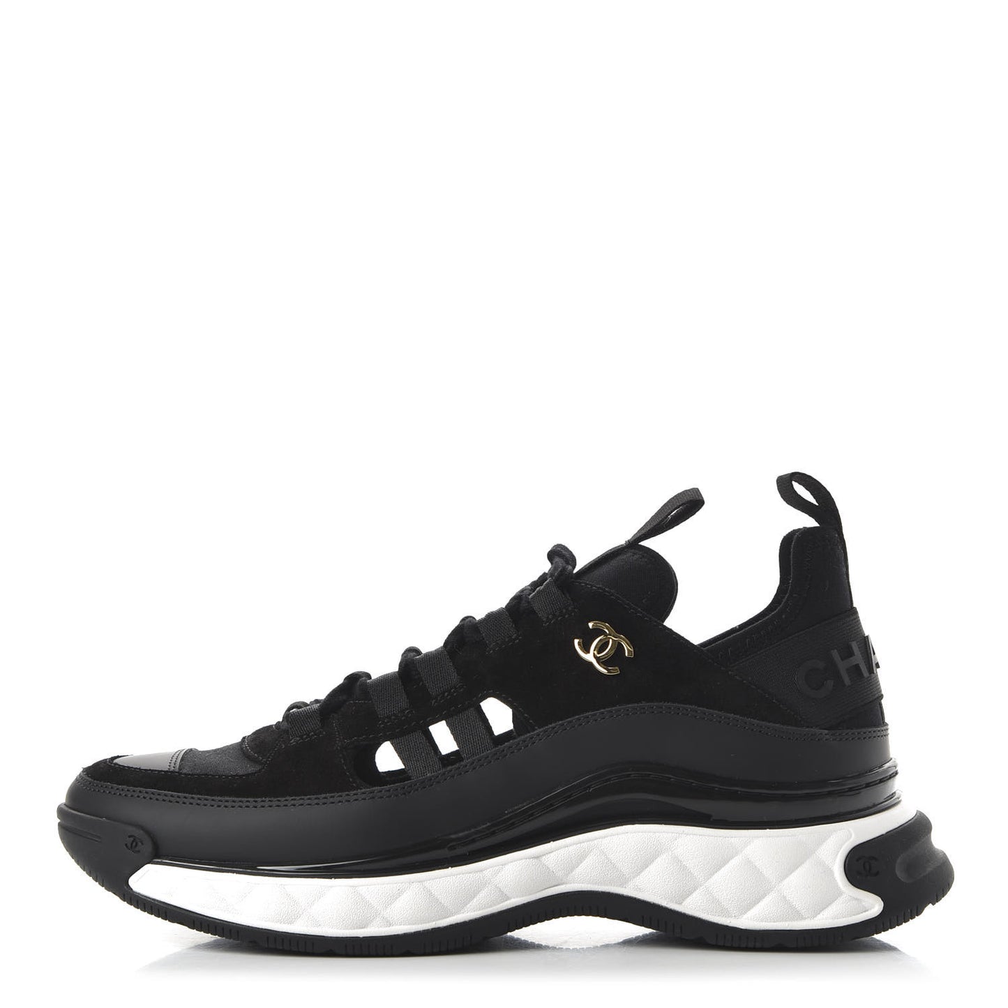 Fabric Calfskin Suede CC Sneakers 39 Black