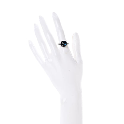 David Yurman Sterling Silver Diamond Hampton Blue Topaz 11mm Chatelaine Ring 52 6 2 of 5