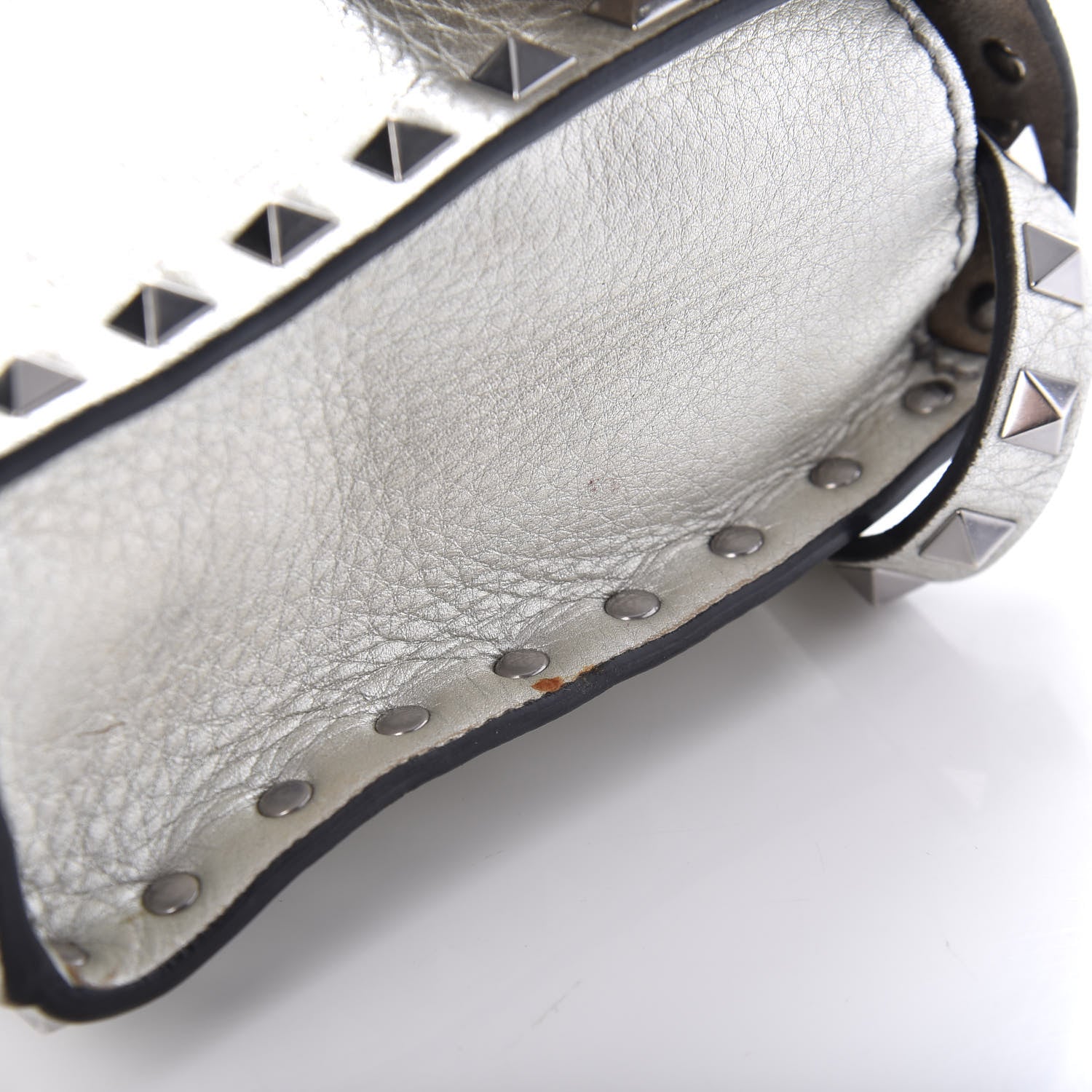 Valentino Garavani Metallic Pebbled Calfskin Medium Rockstud Flip Lock Crossbody Bag Silver 12 of 12
