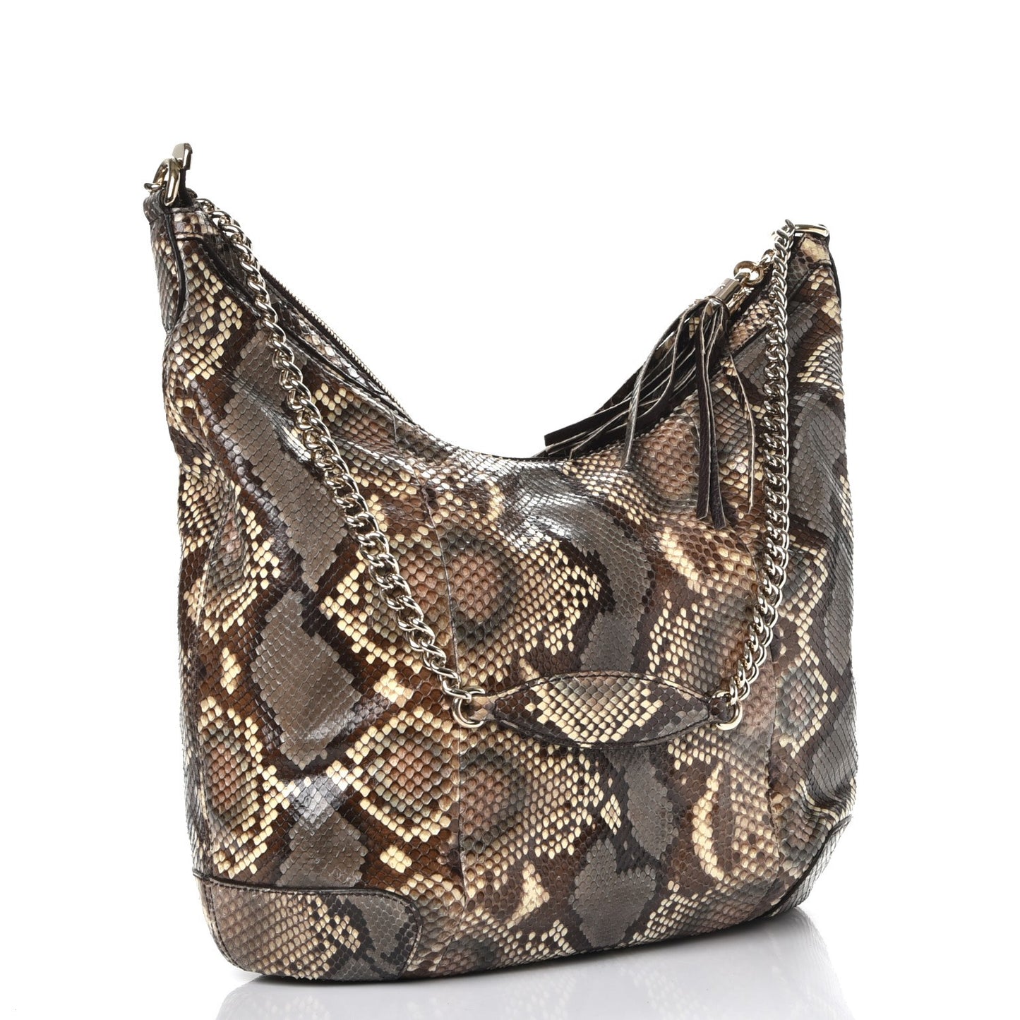 Python Medium Soho Chain Hobo Beige
