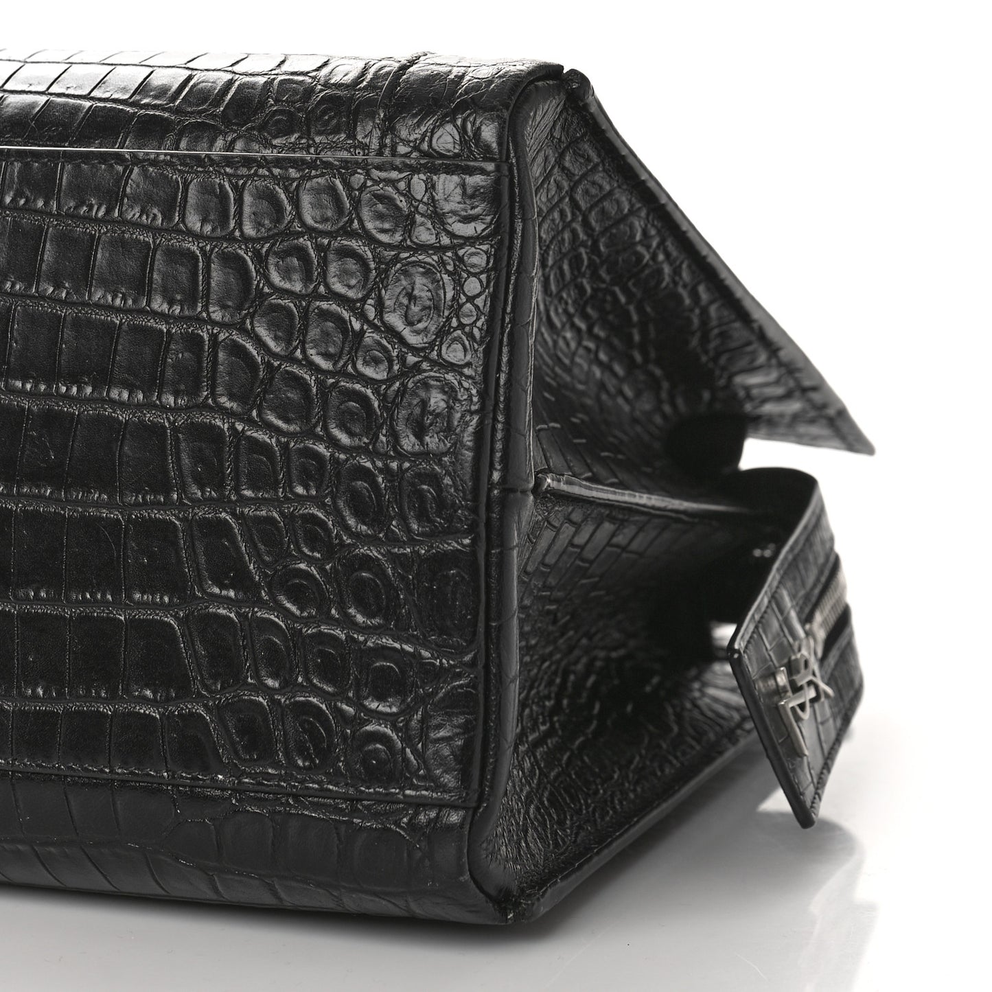 Crocodile Embossed Small East Side Tote Black