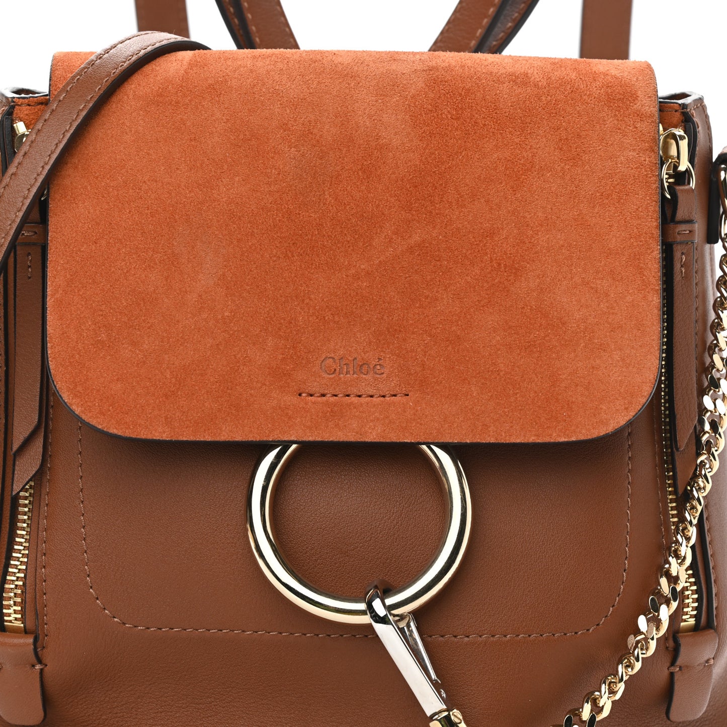 Suede Calfskin Small Faye Backpack Tan
