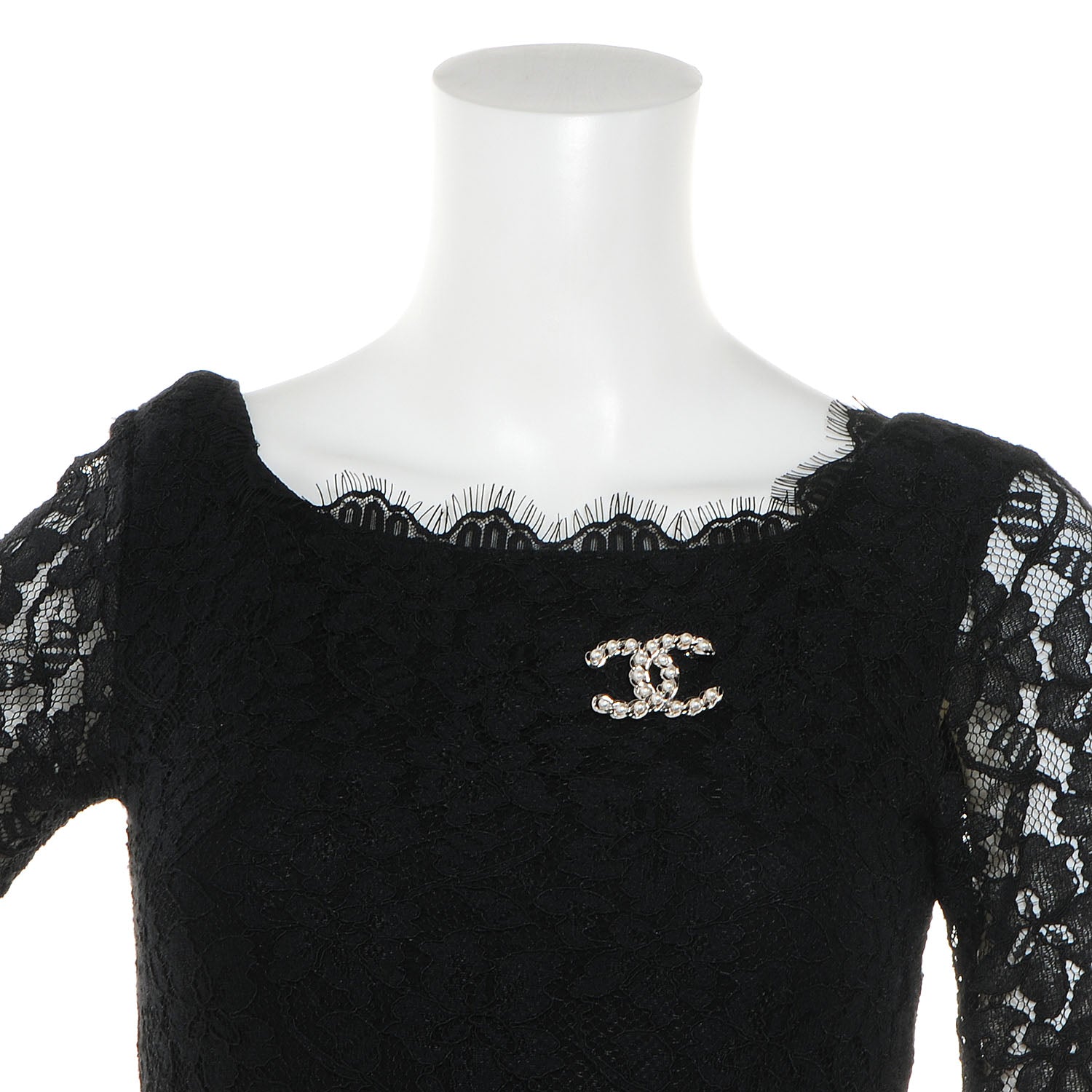 Chanel CC Pearl Brooch Pin Silver 2 of 5