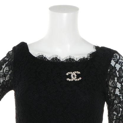 Chanel CC Pearl Brooch Pin Silver 2 of 5