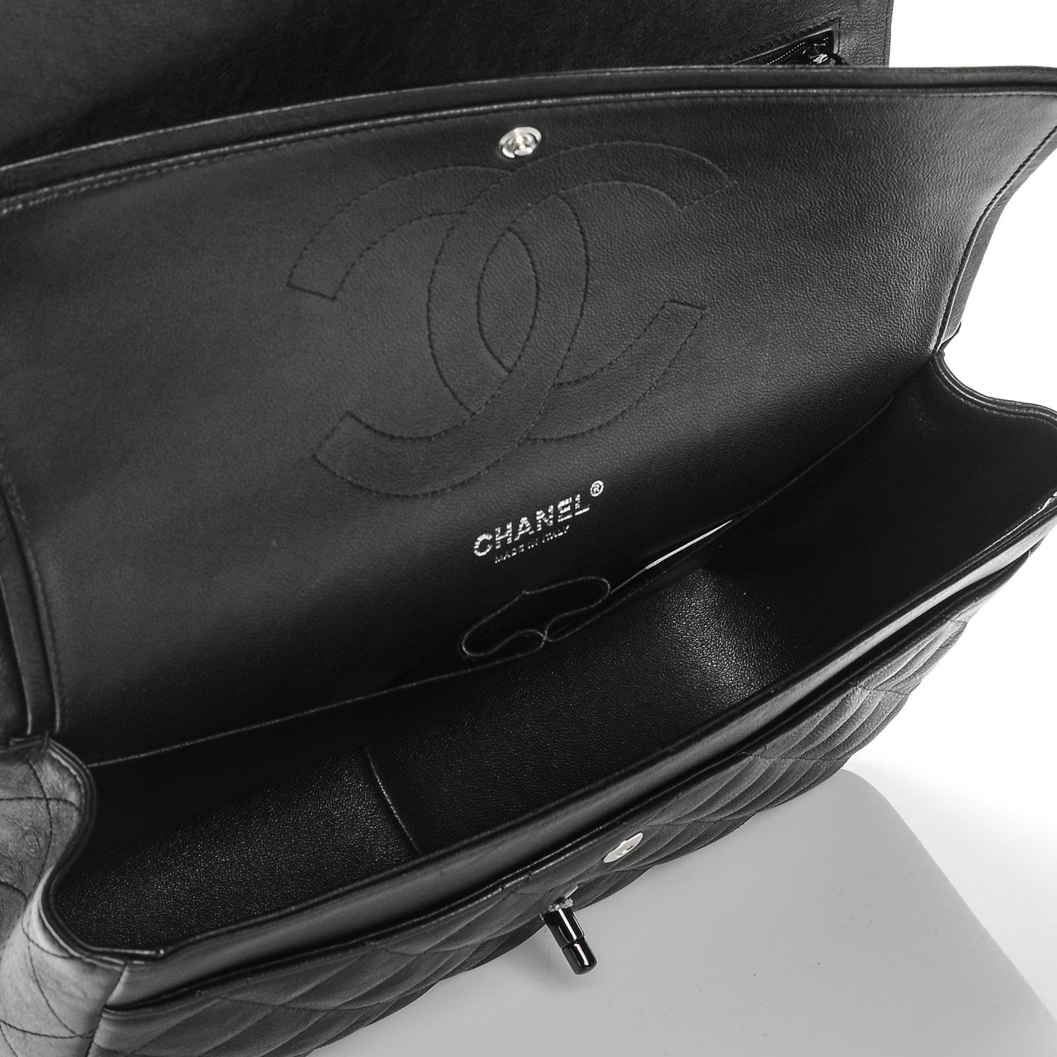 Chanel Crumpled Calfskin Quilted Jumbo Double Flap So Black 7 of 8