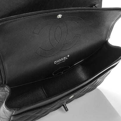 Chanel Crumpled Calfskin Quilted Jumbo Double Flap So Black 7 of 8