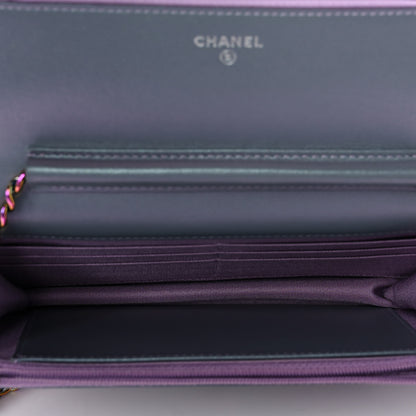 Chanel Iridescent Lambskin Quilted Reissue Wallet On Chain WOC Light Purple 5 of 10