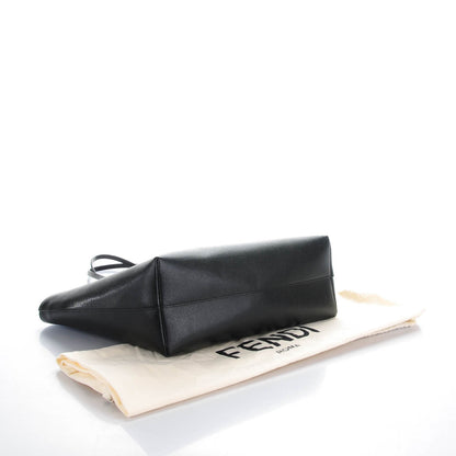 Fendi Vitello Elite Flowerland Medium Roll Tote Black 4 of 11
